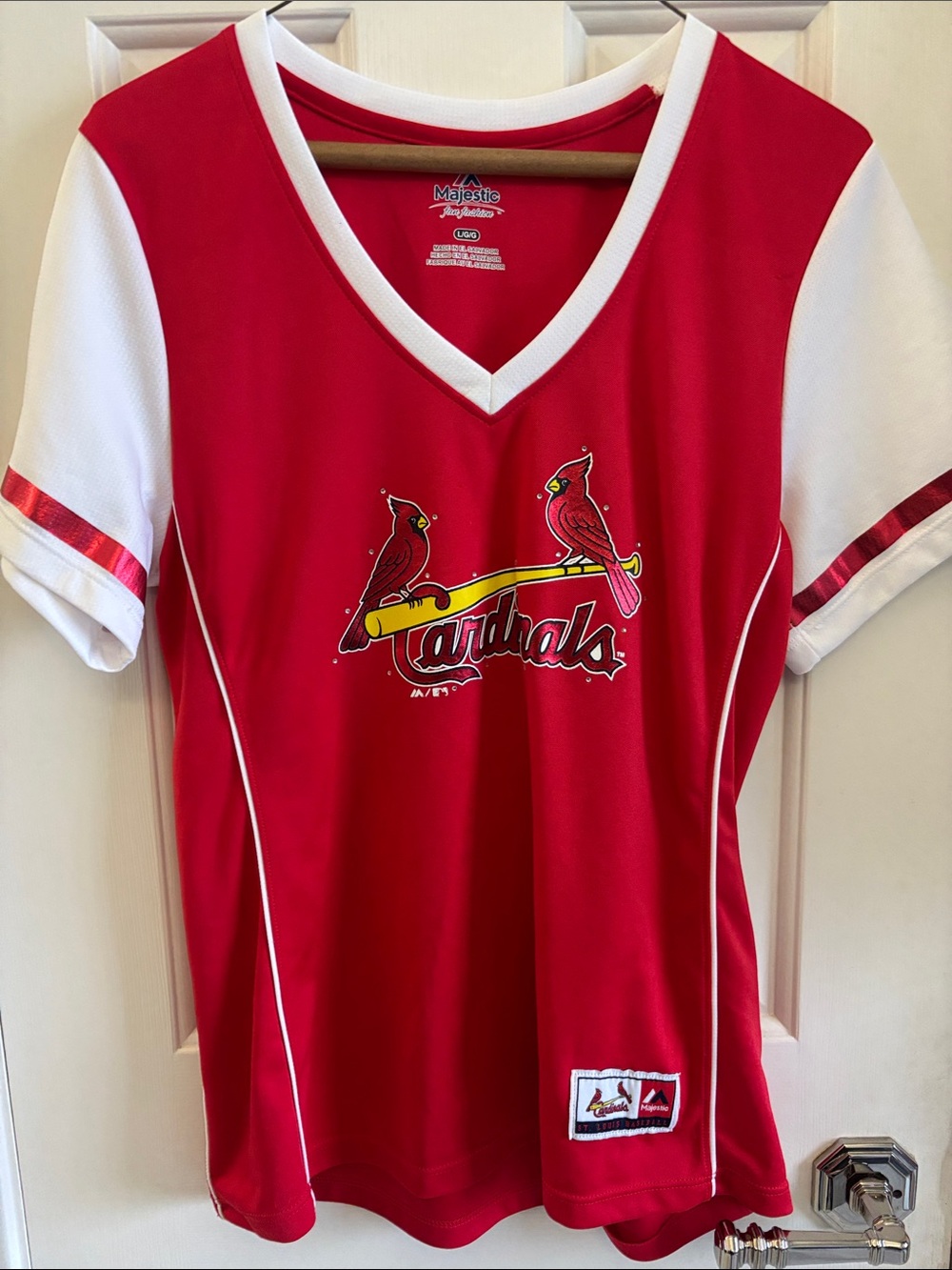 Majestic Red and White St. Louis Cardinals V-Neck Jersey